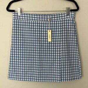 Max Studio London Blue and White Plaid Skirt